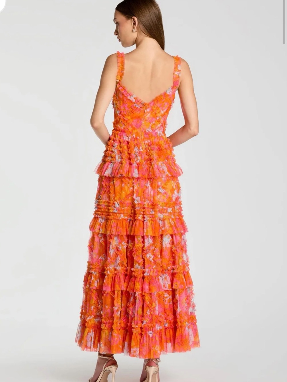 Mac Duggal Coral Floral Ruffled Tiered Maxi Dress - Picture 3 of 4